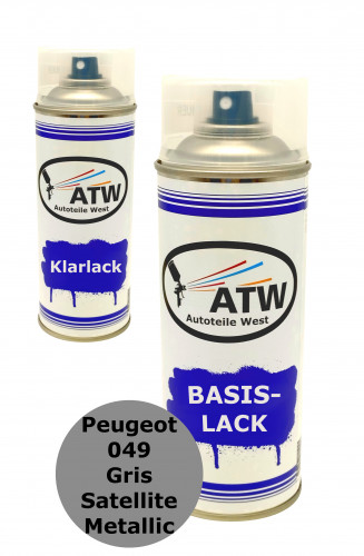 Autolack für Peugeot 049 Gris Satellite Metallic +400ml Klarlack Set